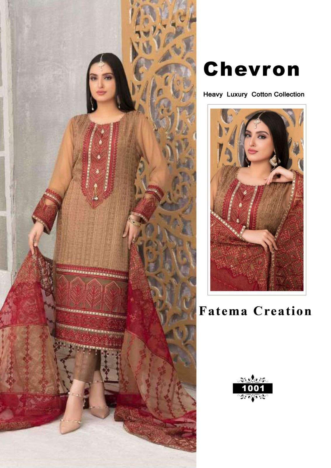 FATEMA CREATION CHEVRON BY AQSAWHOLESALE 1001 TO 1004 SERIES PURE COTTON PRINT DRESSES