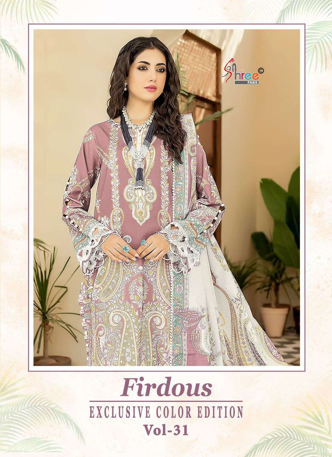 FIRDOUS 3311-B TO 3311-E SERIES BY SHREE FABS PURE COTTON PRINT WORK PAKISTANI DRESSES