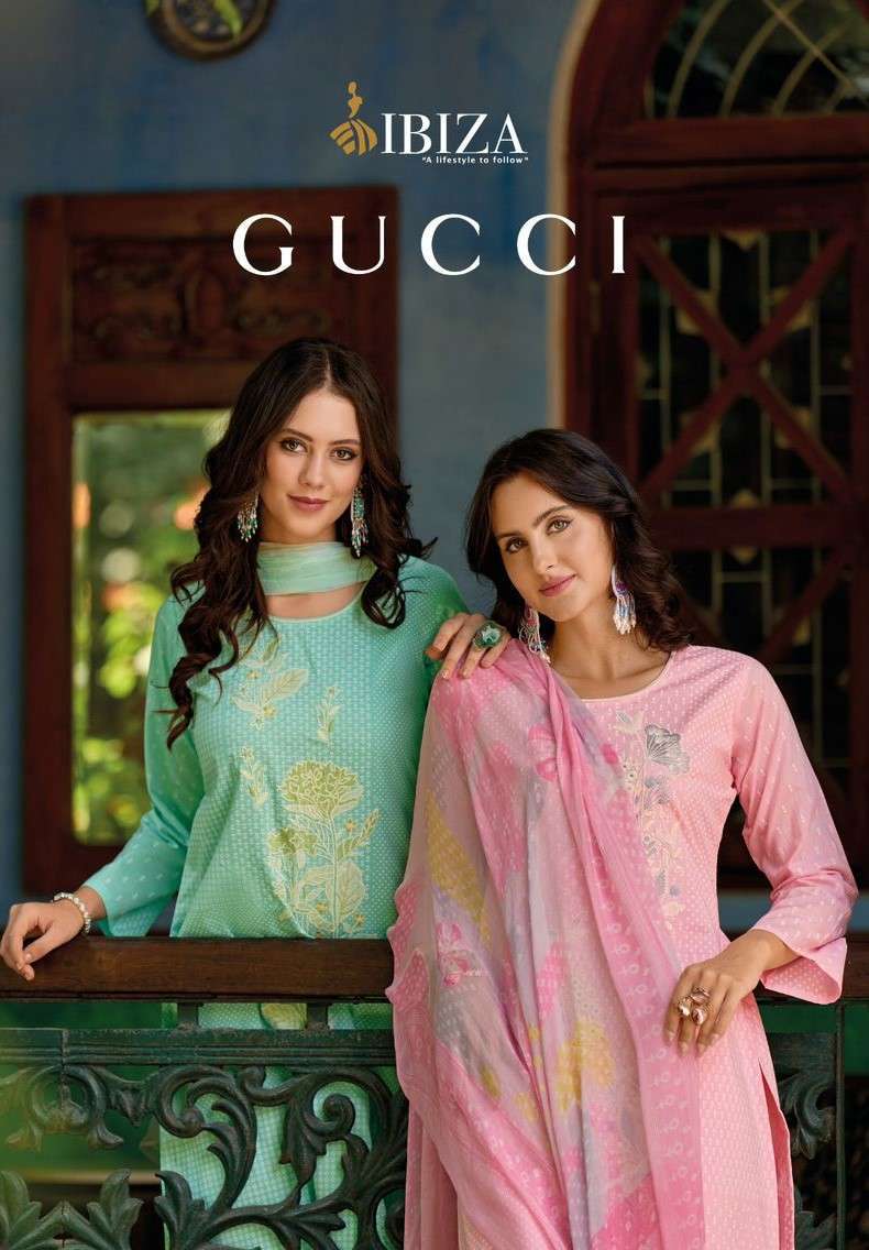 GUCCI BY IBIZA LIFESTYLE 10867 TO 10874 SERIES PURE LAWN COTTON PRINT WORK DRESSES