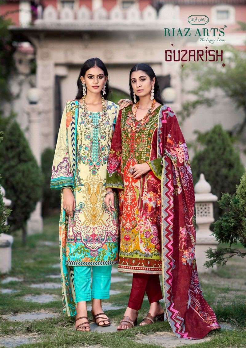 GUZARISH BY RIAZ ARTS 6010 TO 6015 SERIES CAMBRIC LAWN PRINT WORK PAKISTANI DRESSES