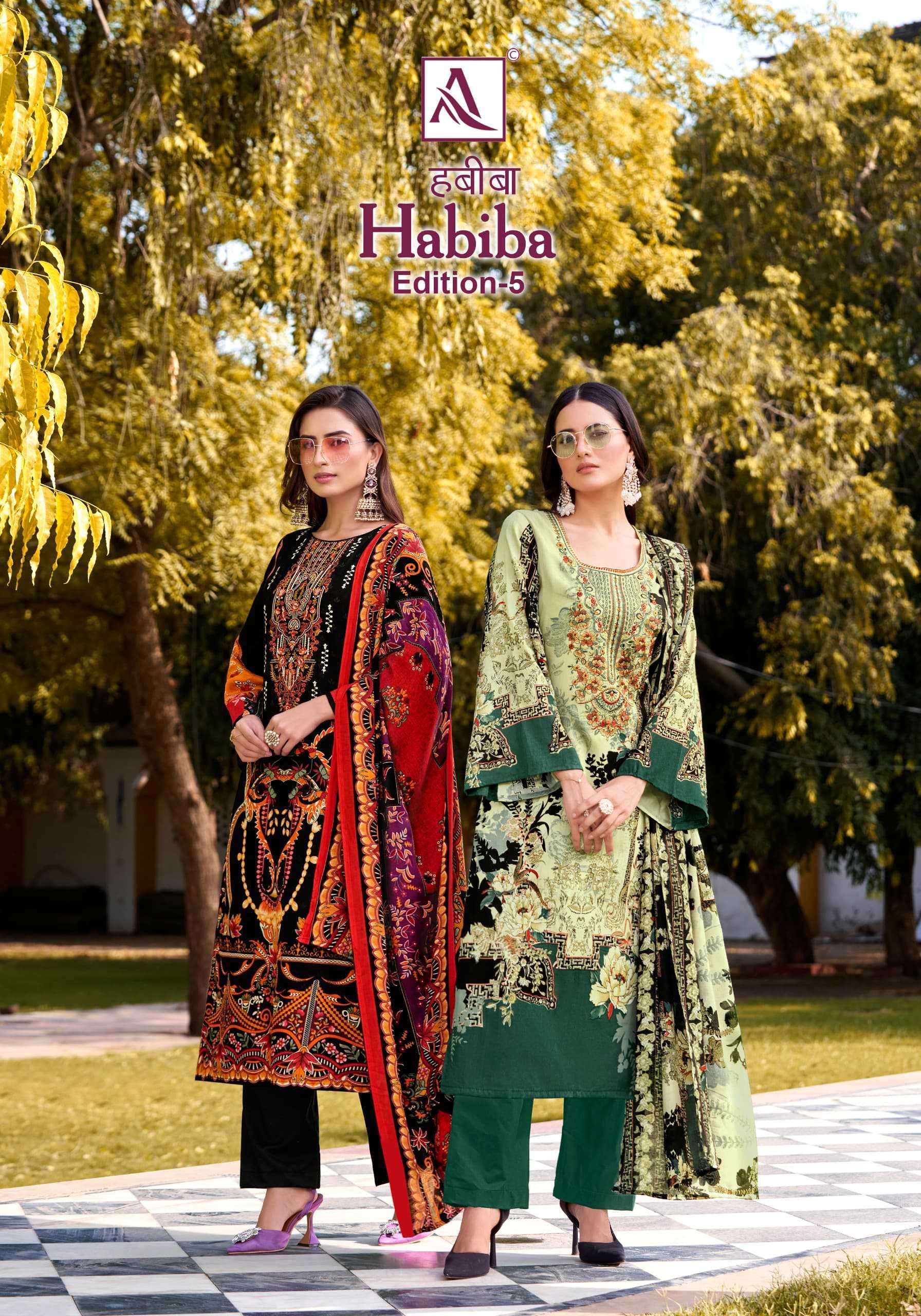 HABIBA VOL-5 ALOK SUIT 1569-001 TO 1569-008 SERIES PURE COTTON PRINT WORK PAKISTANI DRESSES