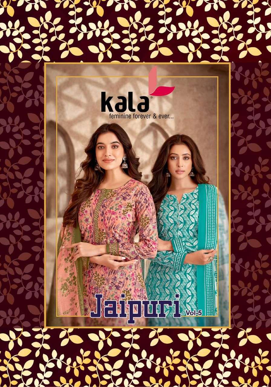 JAIPURI VOL-5 BY KALA 6101B TO 6112B SERIES PURE PREMIUM COTTON PRINT DRESSES