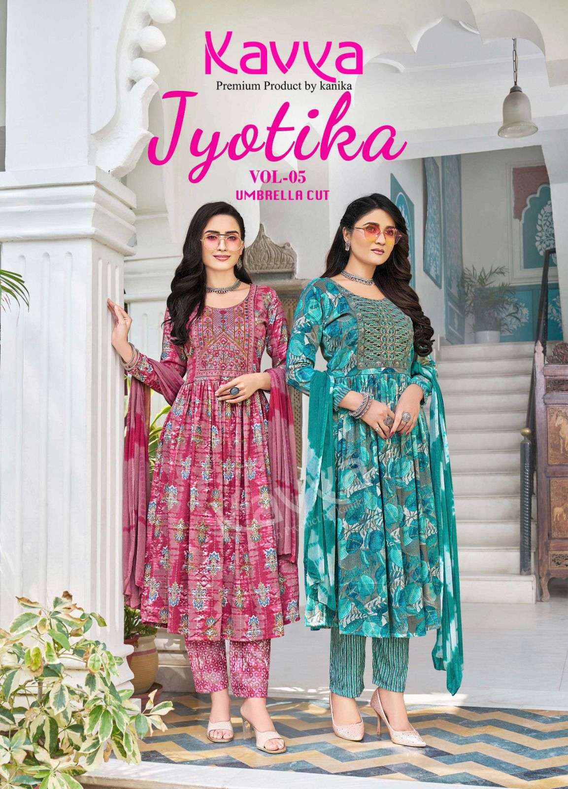 JYOTIKA VOL-5 BY KAVYA 5001 TO 5010 SERIES CAPSULE PRINT WORK READYMADE DRESSES