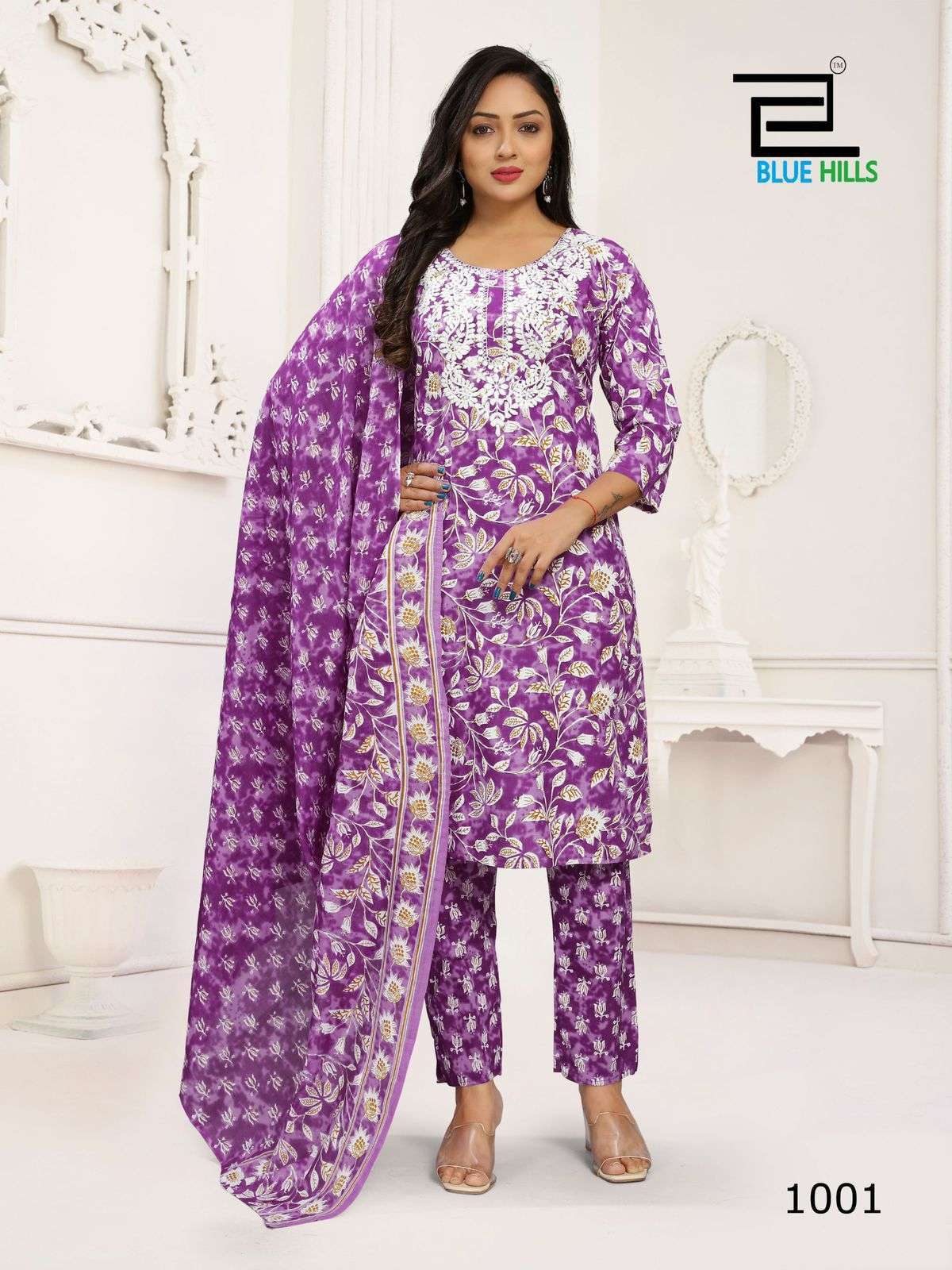 KANIKA VOL-3 BY BLUE HILLS 1001 TO 3002 SERIES COTTON THREAD WORK READYMADE DRESSES