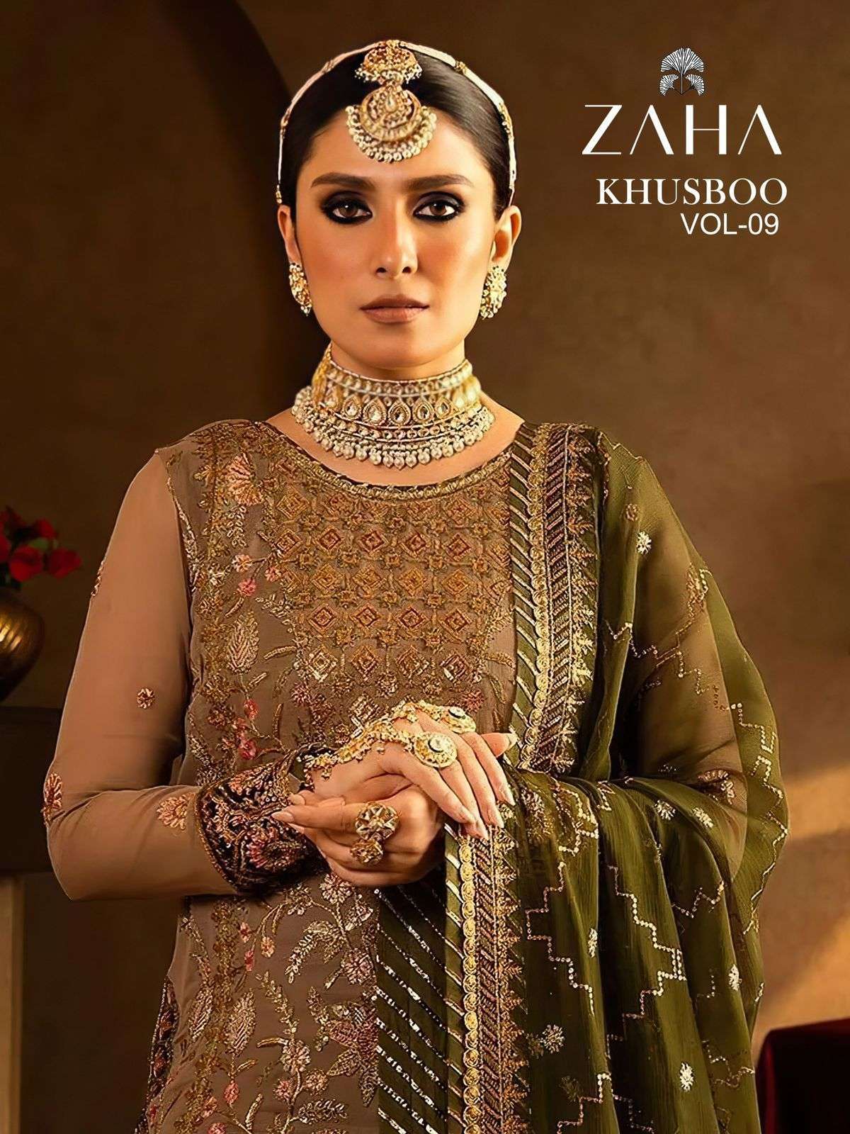 KHUSBOO VOL-9 BY ZAHA 10323 TO 10325 SERIES GEORGETTE HEAVY EMBROIDERY PAKISTANI DRESES