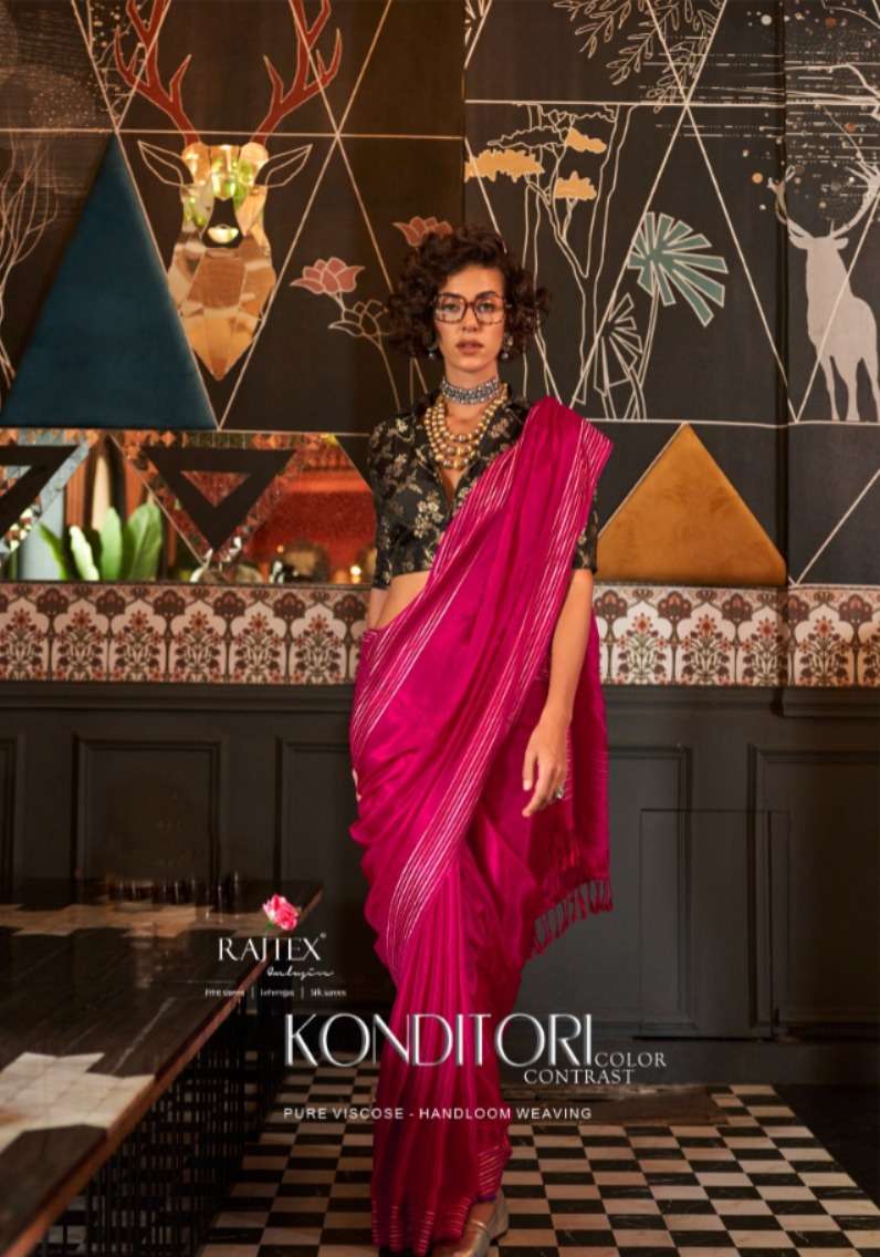 KONDITORI BY RAJTEX 358001 TO 385006 SERIES PURE VISCOSE SILK LINING WORK SAREES