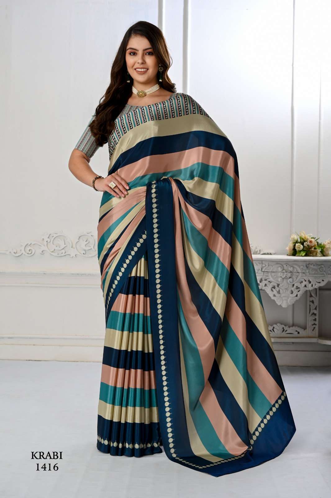 KRABI BY JIVORA 1404 TO 1421 SERIES SOFT CRAPE PRINT WORK CASUAL WEAR SAREES