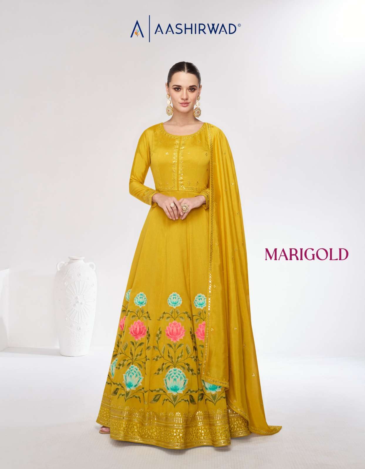 MARIGOLD BY AASHIRWAD CREATION 9978 AND 9979 SERIES PREMIUM SILK WORK READYMADE DRESSES