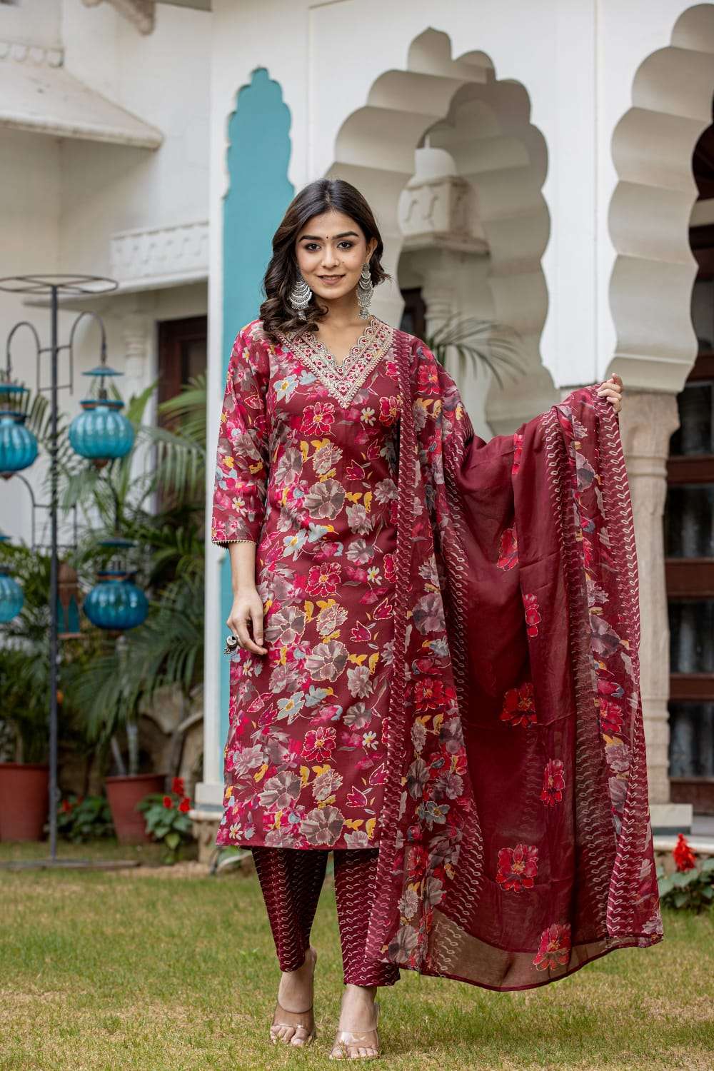 MD-622 BY AQSAWHOLESALE COTTON PRINT WORK READYMADE DRESSES