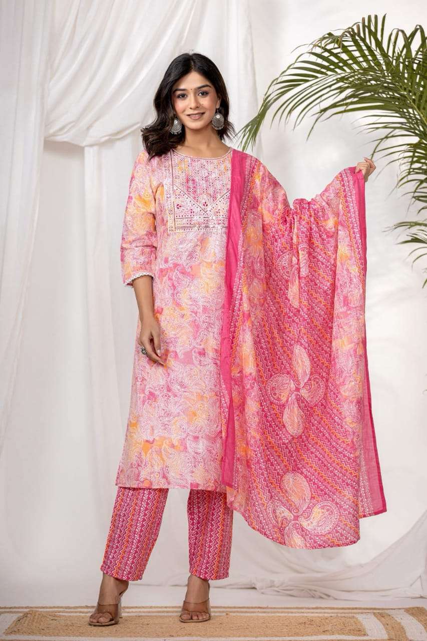 MD-623 NX BY AQSAWHOLESALE PURE COTON PRINT WORK READYMADE DRESSES