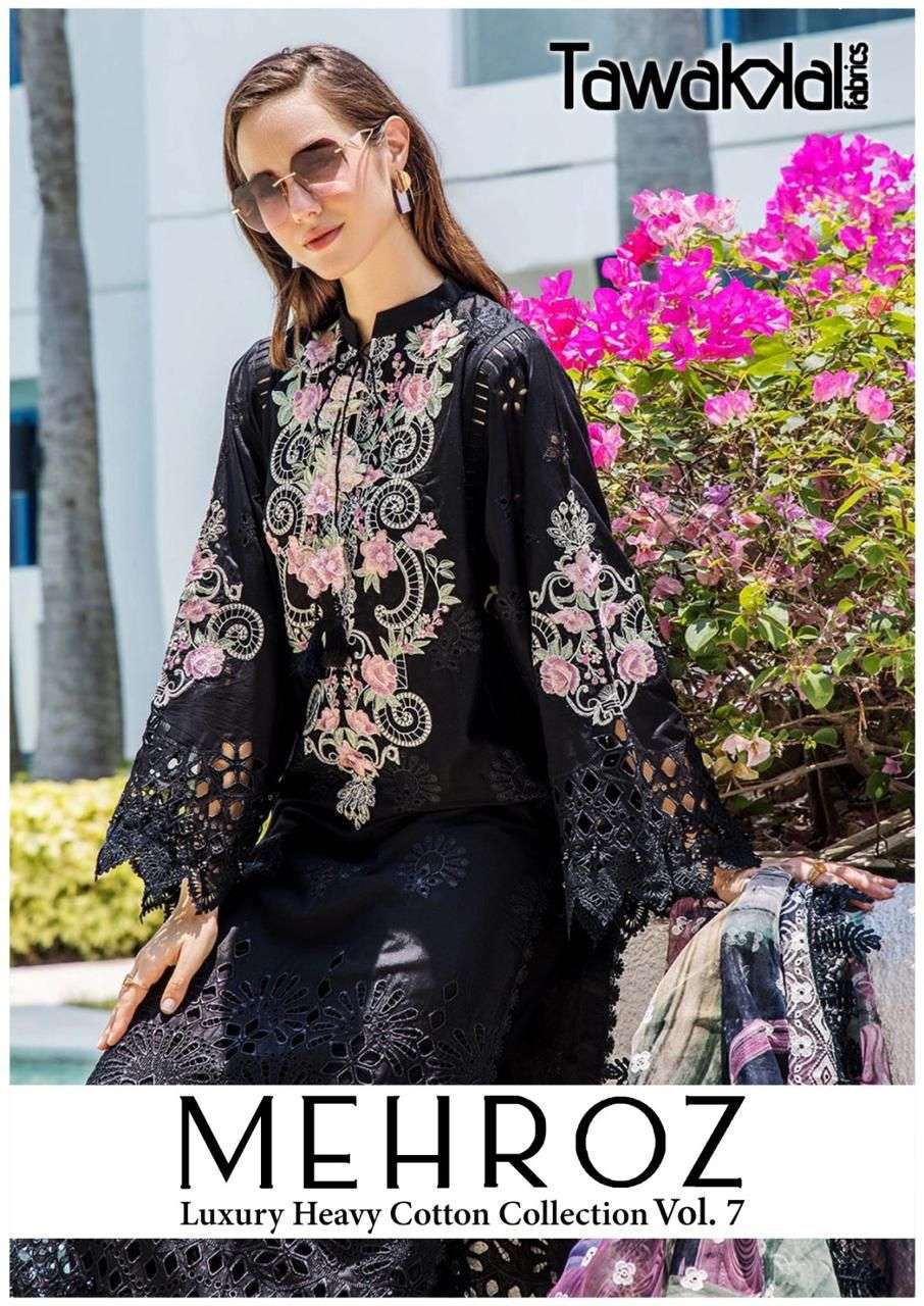 MEHROZ VOL-7 BY TAWAKKAL FABRICS 61 TO 70 SERIES PURE COTTON PRINT PAKISTANI DRESSES