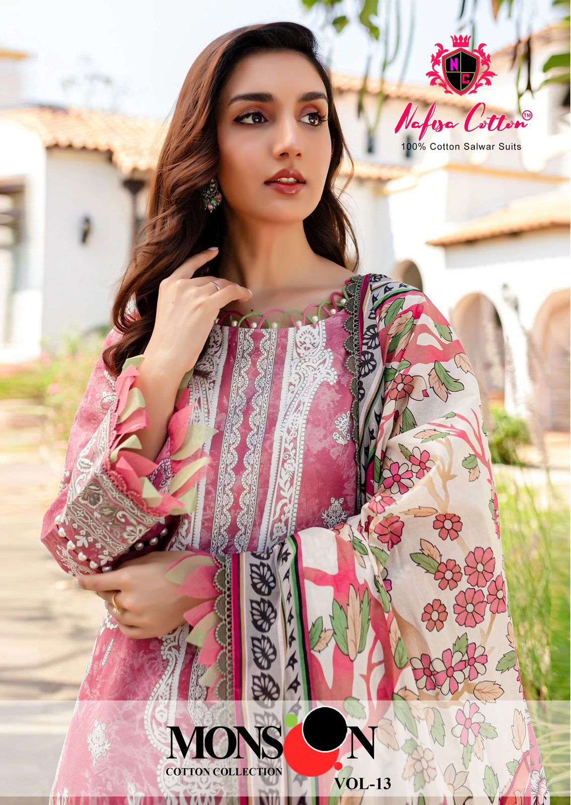 MONSOON VOL-13 BY NAFISA COTTON 13001 TO 13006 SERIES COTTON PRINT PAKISTANI DRESSES