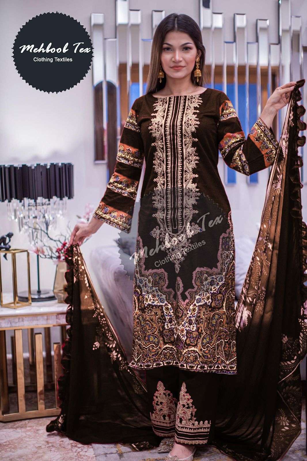 MT-1094 HIT DESIGN BY MEHBOOB TEX PURE COTTON PRINT WORK PAKISTANI DRESS