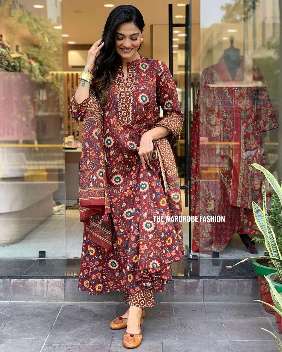 MT-93 BY AQSAWHOLESALE PURE COTTON PRINT WORK READYMADE DRESS