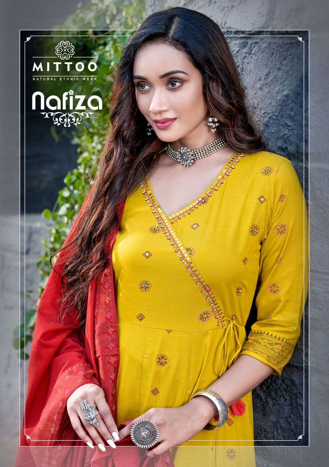 NAFIZA BY MITTOO 3001 TO 3006 SERIES RAYON SLUB EMBROIDERY WORK READYMADE DRESSES