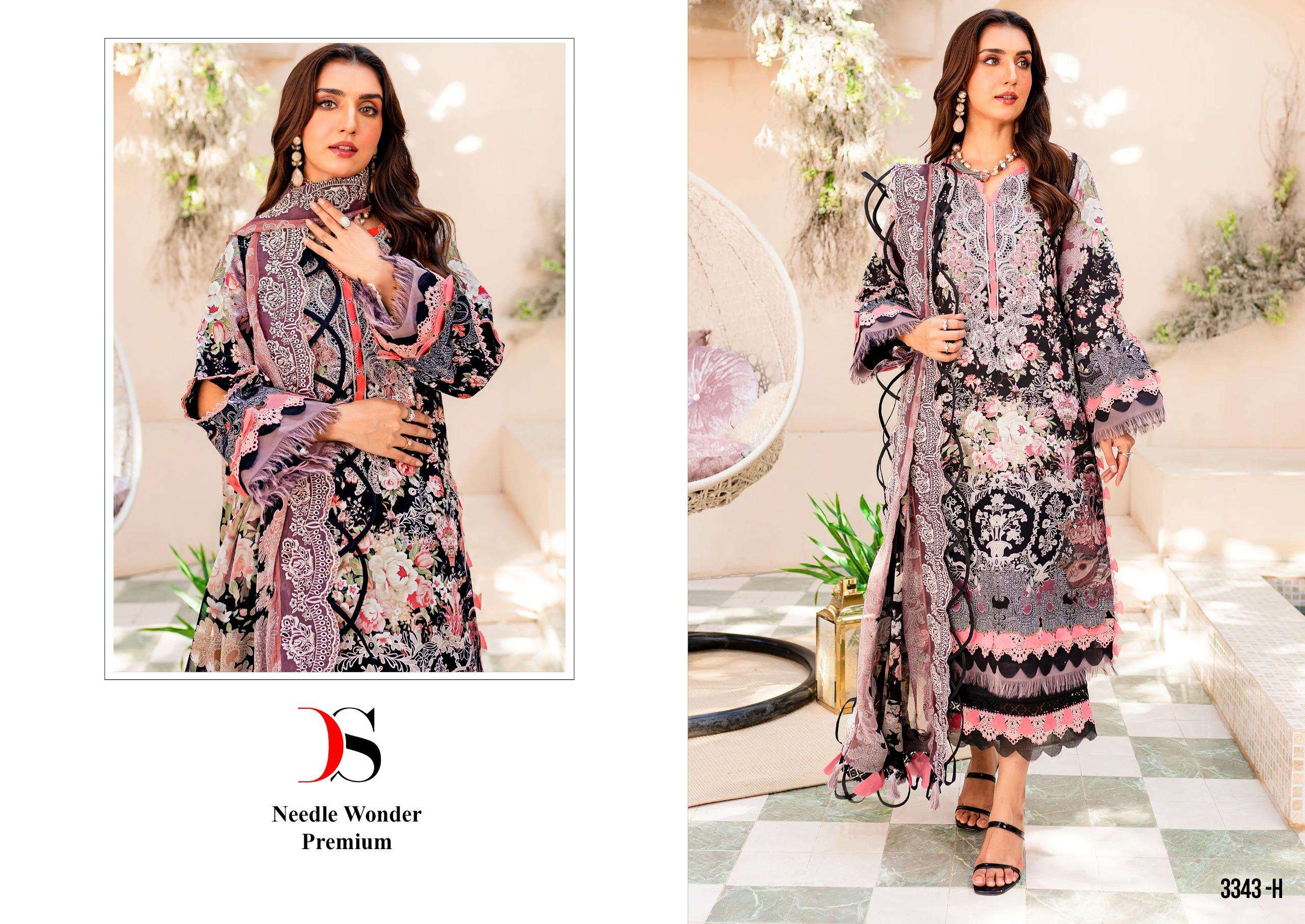 NEEDLE WONDER 3343-E TO 3343-H SERIES BY DEEPSY SUITS COTTON PRINT WORK DRESSES