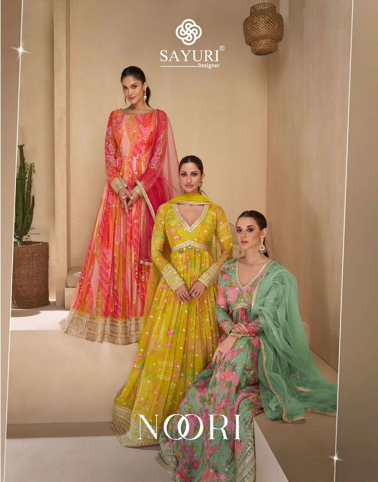 NOORI BY SAYURI 5505 TO 5508 SERIES REAL GEORGETTE PRINT WORK READYMADE GOWN & DUPATTAS