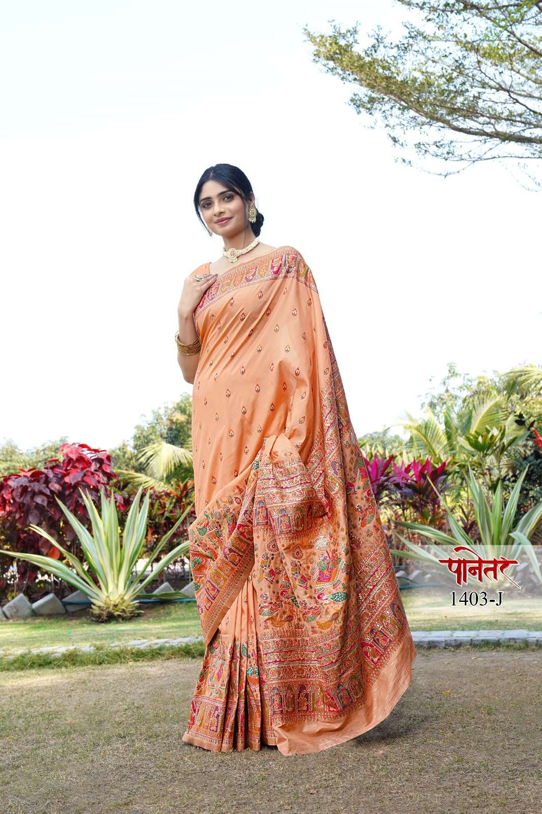 PAANETAR BY AQSAWHOLESALE 1403-A TO 1403-L SERIES PURE PASHMINA SILK PRINT SAREES