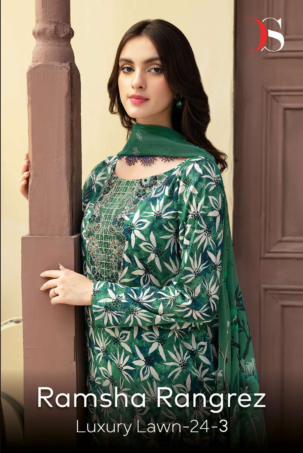 RAMSHA RANGREZ LUXURY LAWN 24 VOL-3 BY DEEPSY SUITS PURE COTTON WORK PAKISTANI DRESSES