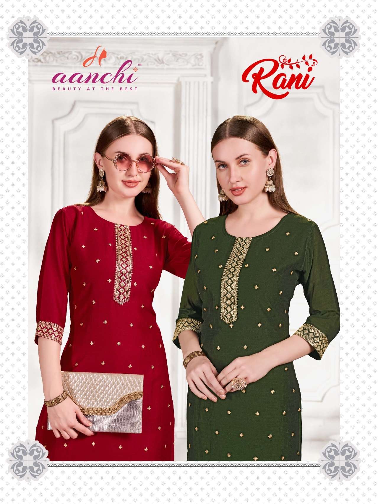 RANI BY AANCHI 1001 TO 1006 SERIES VICHITRA EMBROIDERY WORK KURTIS