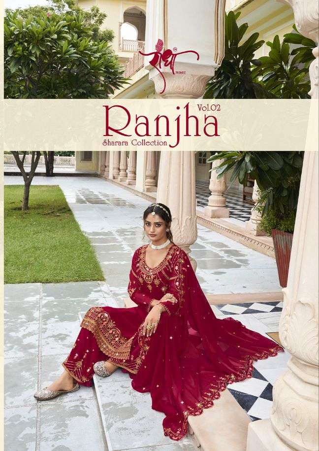 RANJHA VOL-2 BY RADHA TRENDZ 991 TO 995 SERIES GEORGETTE EMBROIDERY WORK DRESSES