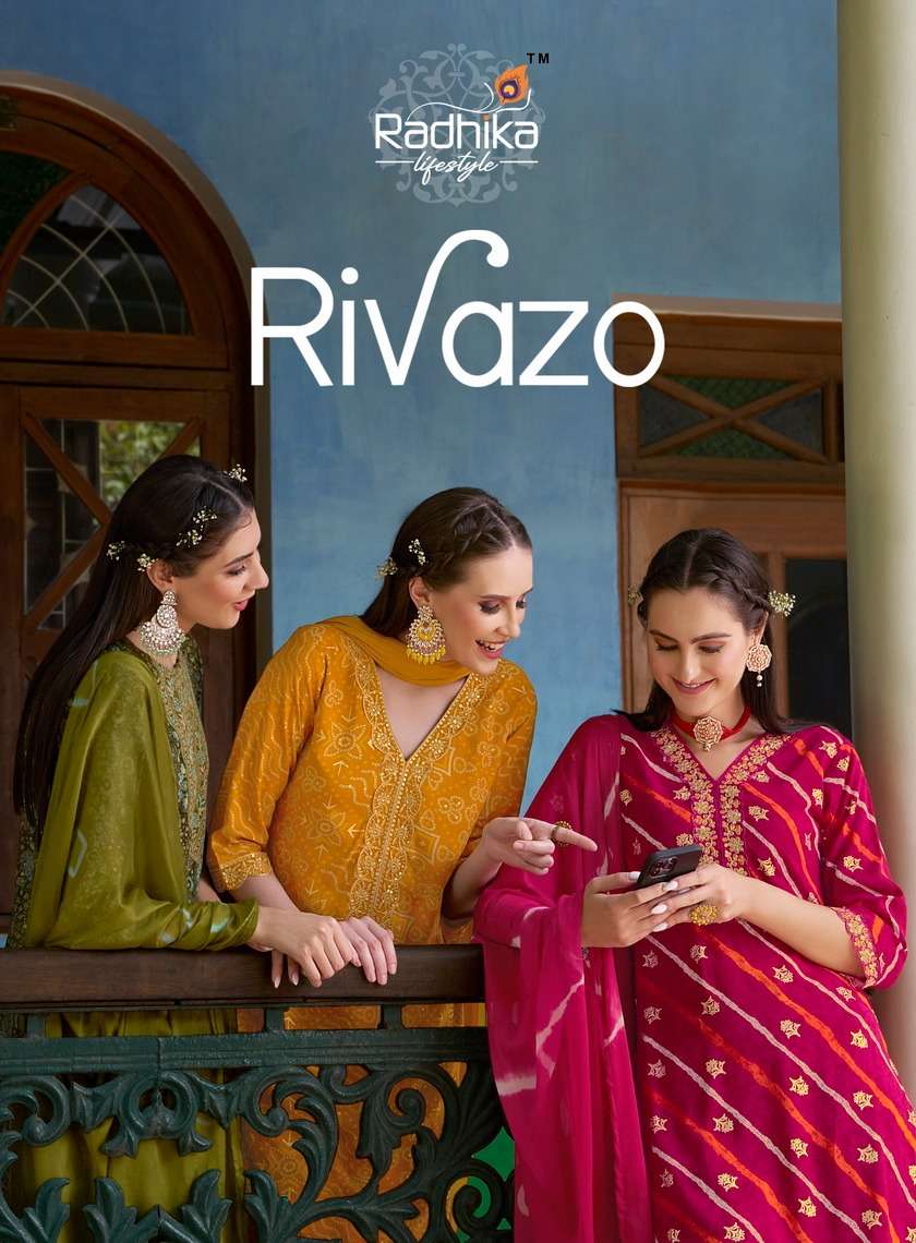 RIVAZO BY RADHIKA LIFESTYLE 1001 TO 1006 SERIES RAYON PRINT WORK READYMADE DRESSES