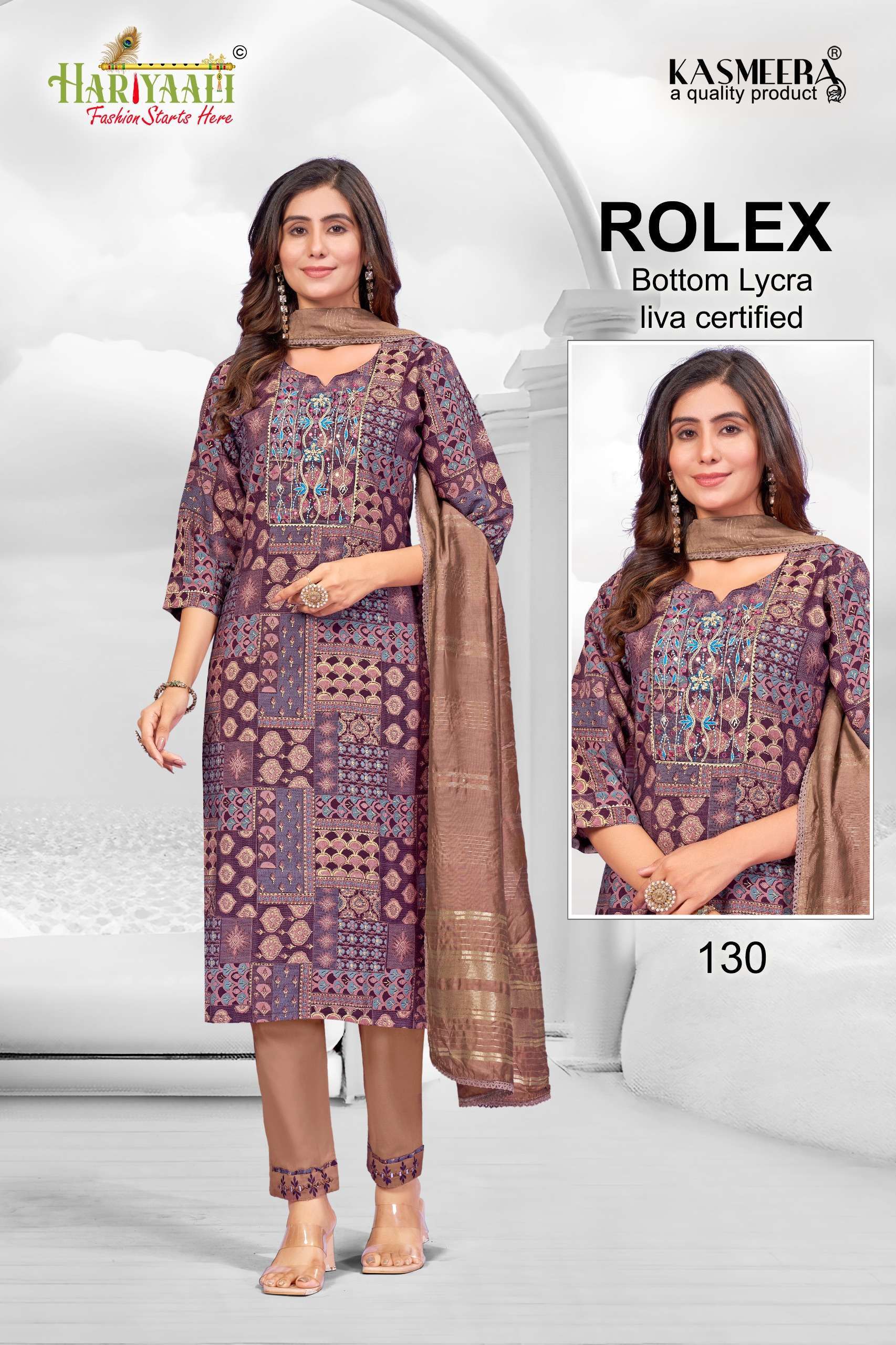 ROLEX BY HARIYAALI 117 TO 142 SERIES MODAL FOIL PRINT WORK READYMADE DRESSES