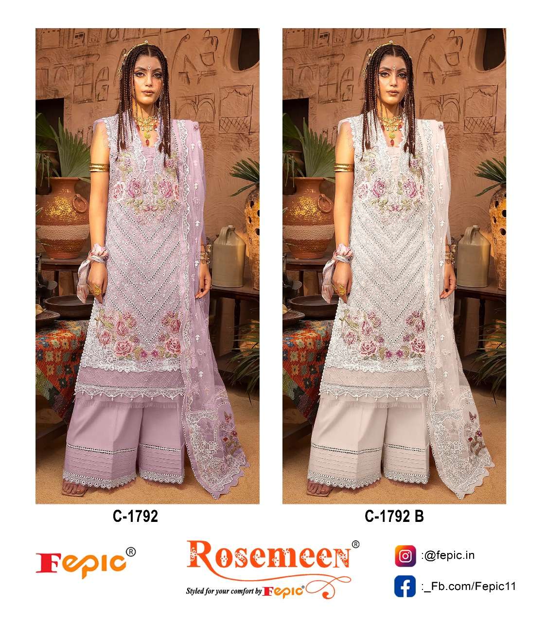 ROSEMEEN 1792 NX BY FEPIC PURE COTTON EMBROIDERY WORK PAKISTANI DRESSES