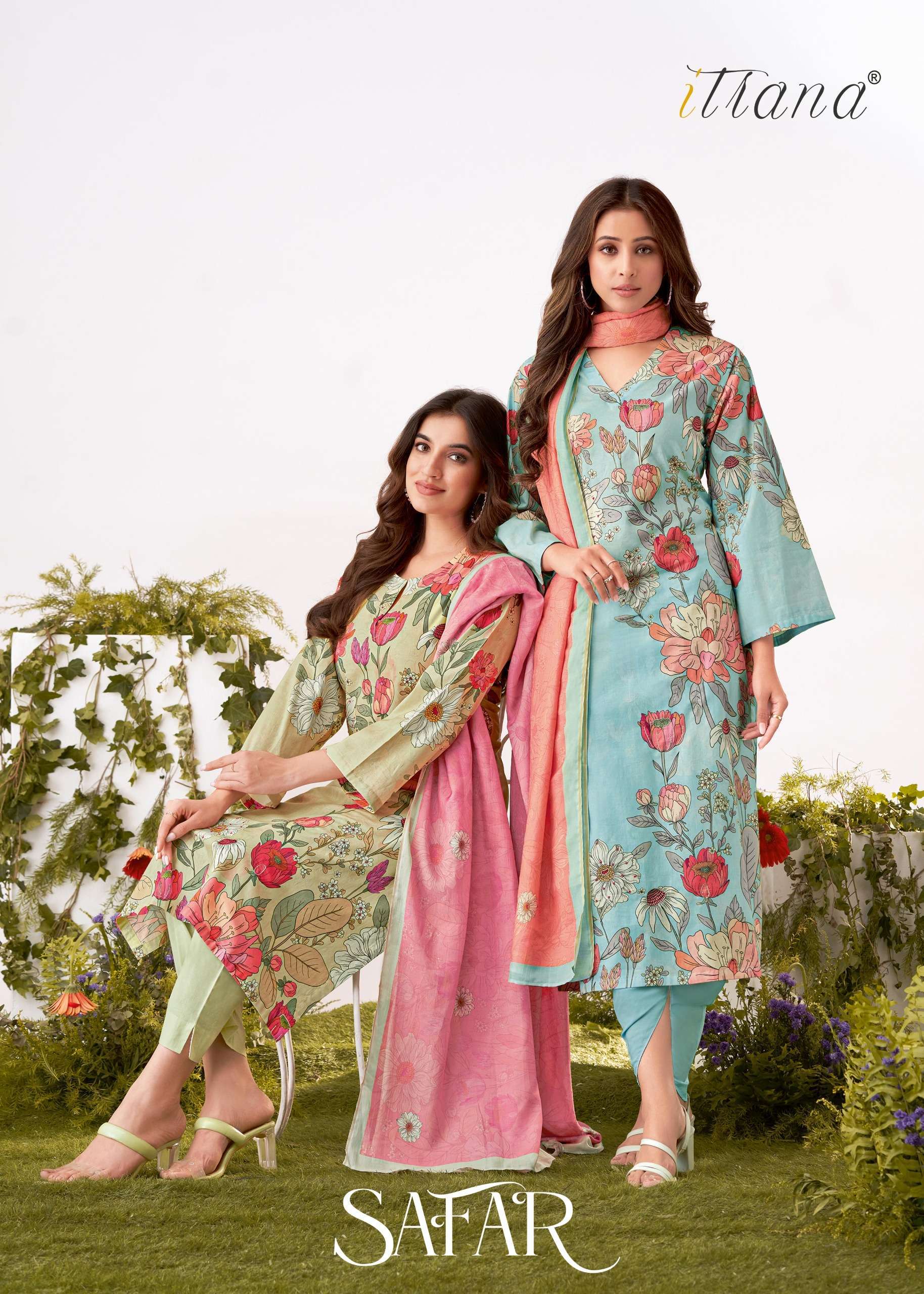 SAFAR BY ITRANA 1809 TO 1898 SERIES PURE COTTON LAWN PRINT WORK DRESSES