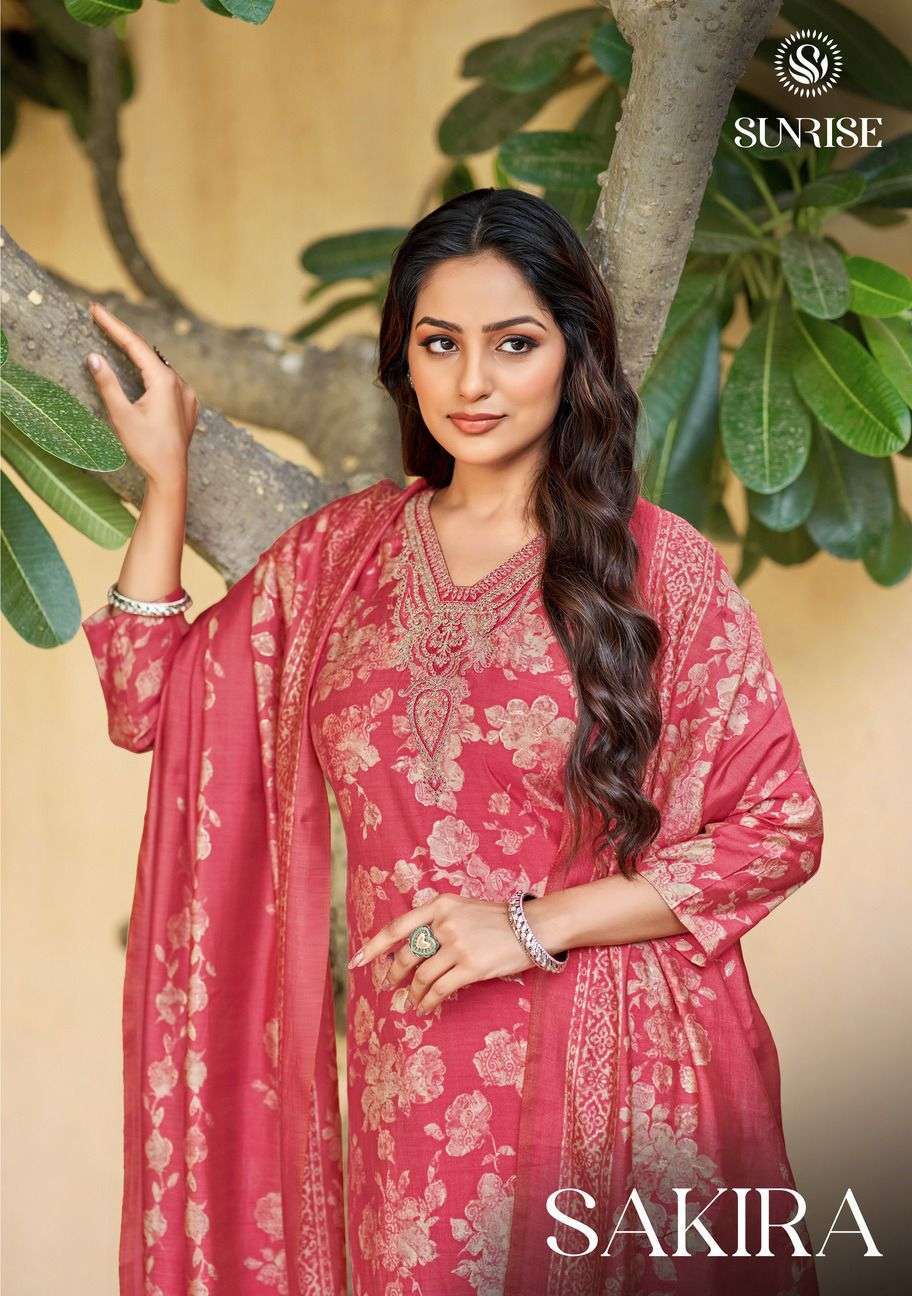 SAKIRA BY SUNRISE 1001 TO 1008 SERIES MODAL SILK PRINT WORK DRESSES