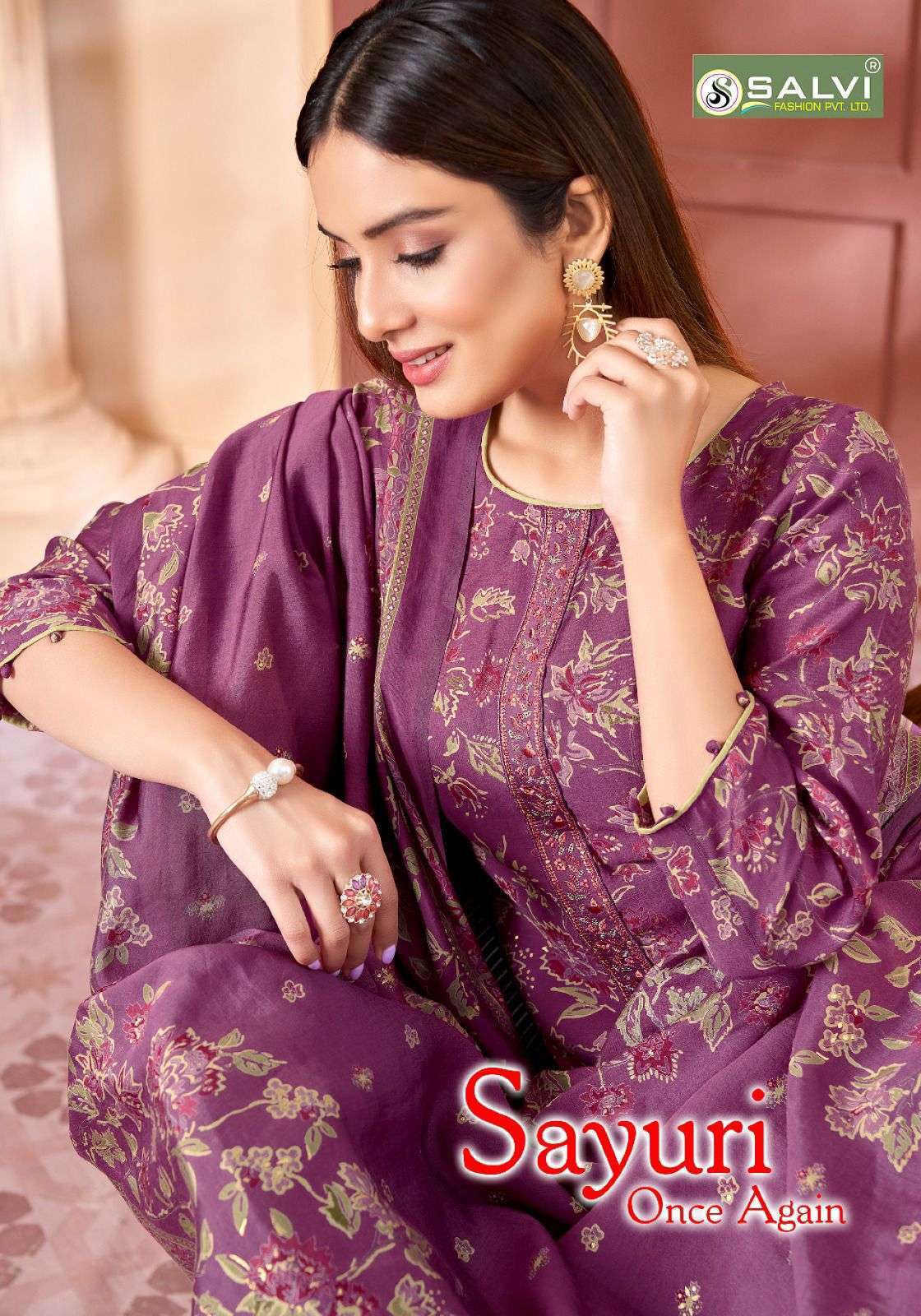 SAYURI ONCE AGAIN BY SALVI FASHION 7001 TO 7008 SERIES MODAL SILK PRINT WORK DRESSES