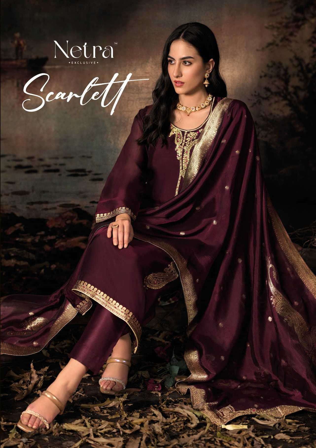 SCARLETT BY NETRA 4001 TO 4005 SERIES SILK HEAVY WORK DRESSES