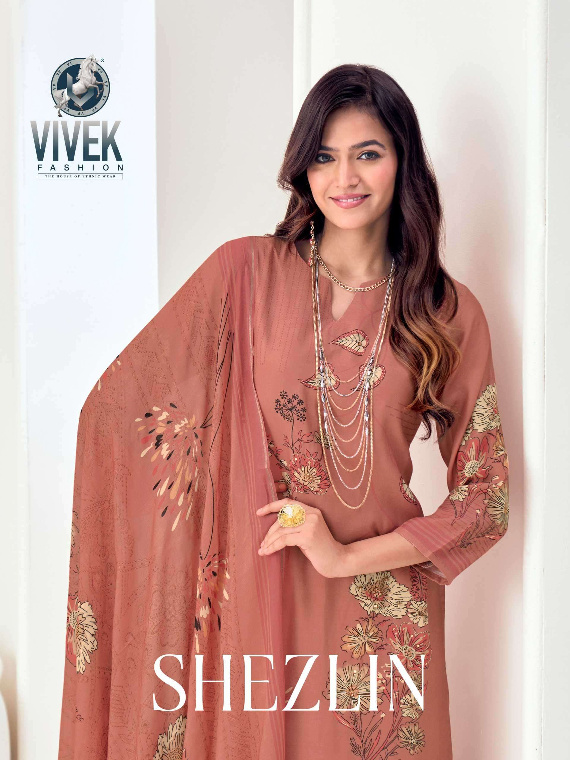 SHEZLIN BY VIVEK FASHION 121-A TO 121-D SERIES PURE MUSLIN PRINT WORK DRESSES