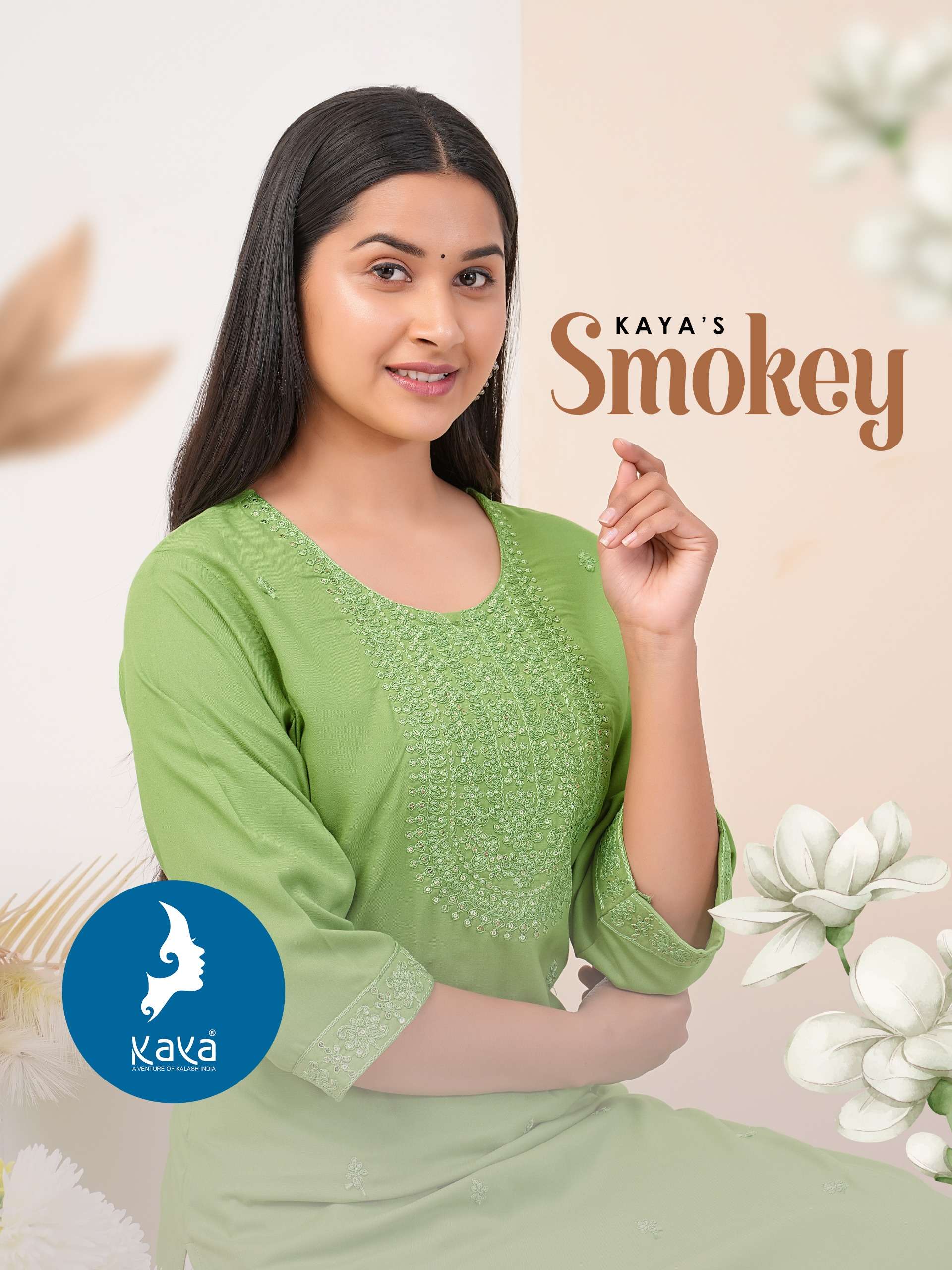 SMOKEY BY KAYA 01 TO 01 TO 08 SERIES RAYON DORI WORK KURTIS