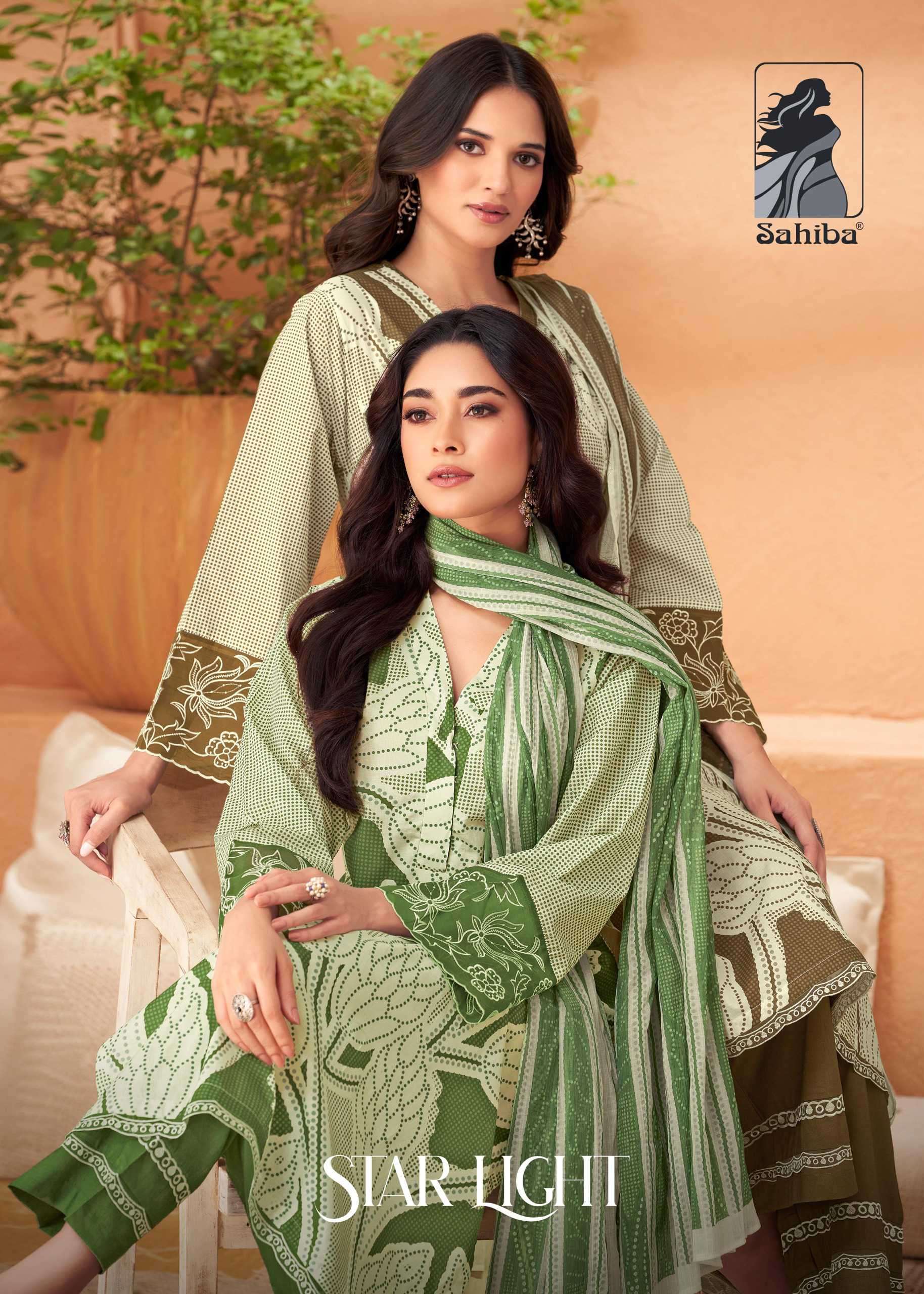 STAR LIGHT BY SAHIBA 425 TO 435 SERIES PURE COTTON LAWN PRINT WORK DRESSES