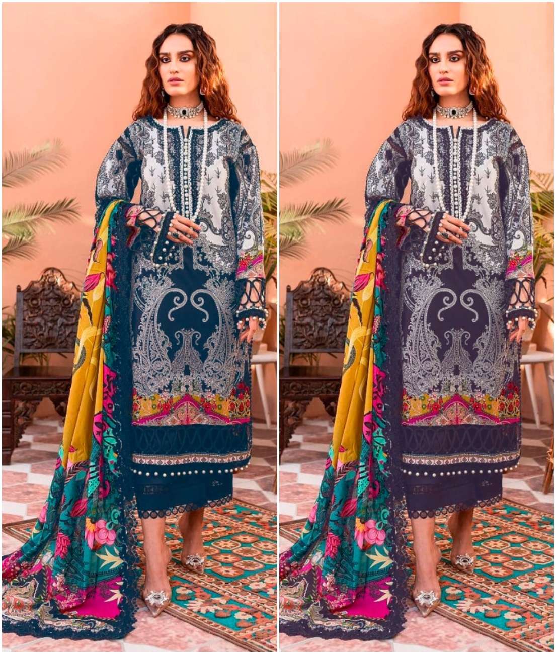 TAJ 539 & 540 HITS BY TAJ CREATION PURE COTTON PRINT WORK PAKISTANI DRESSES