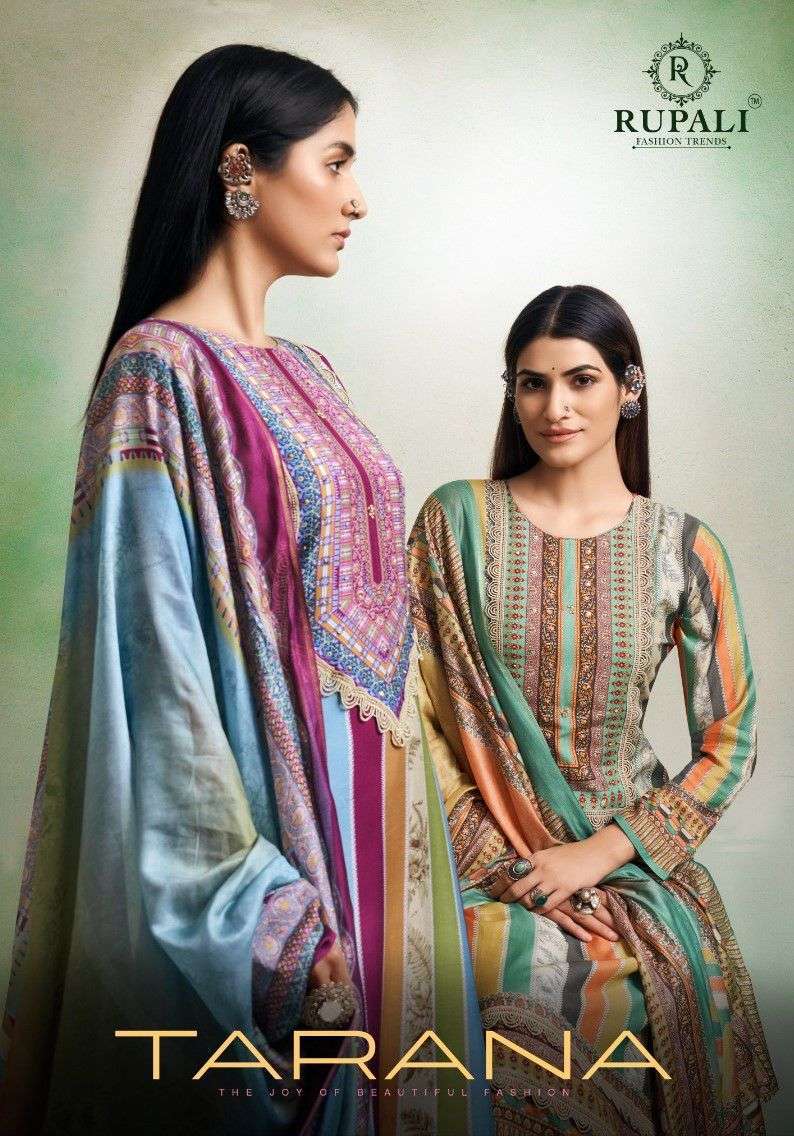 TARANA BY RUPALI 4401 TO 4406 SERIES VISCOSE MUSLIN PRINT EMBROIDERY WORK DRESSES