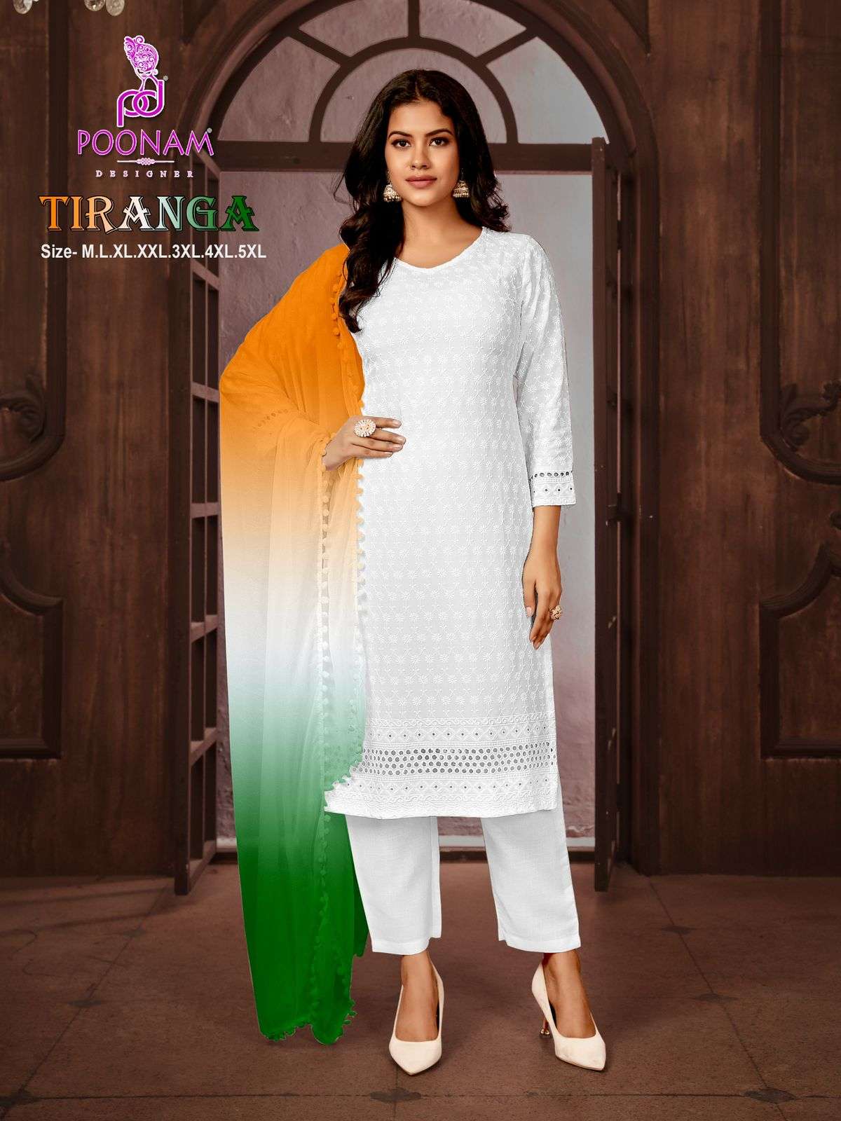 TIRANGA BY POONAM DESIGNER 1001 TO 1008 SERIES PURE RAYON CHIKANKARI READYMADE DRESSES