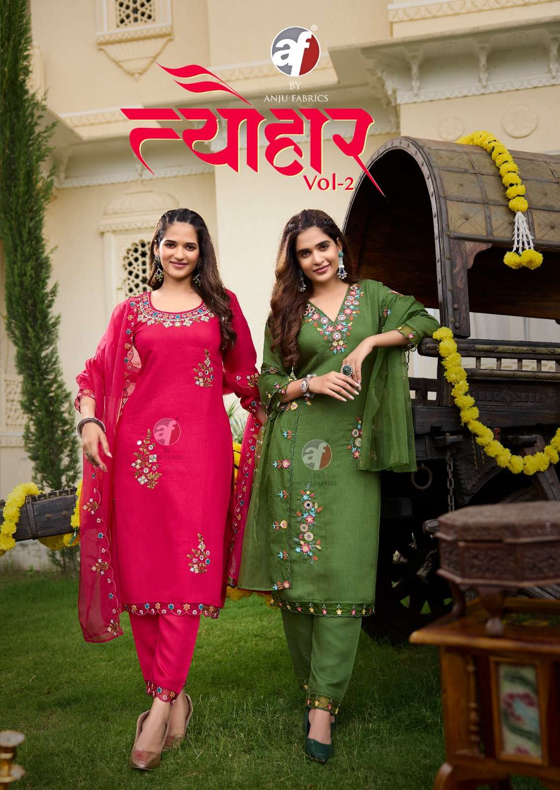 TYOHAAR VOL-2 BY ANJU FABRICS 3811 TO 3816 SERIES VISCOSE BAMBER WORK READYMADE DRESSES