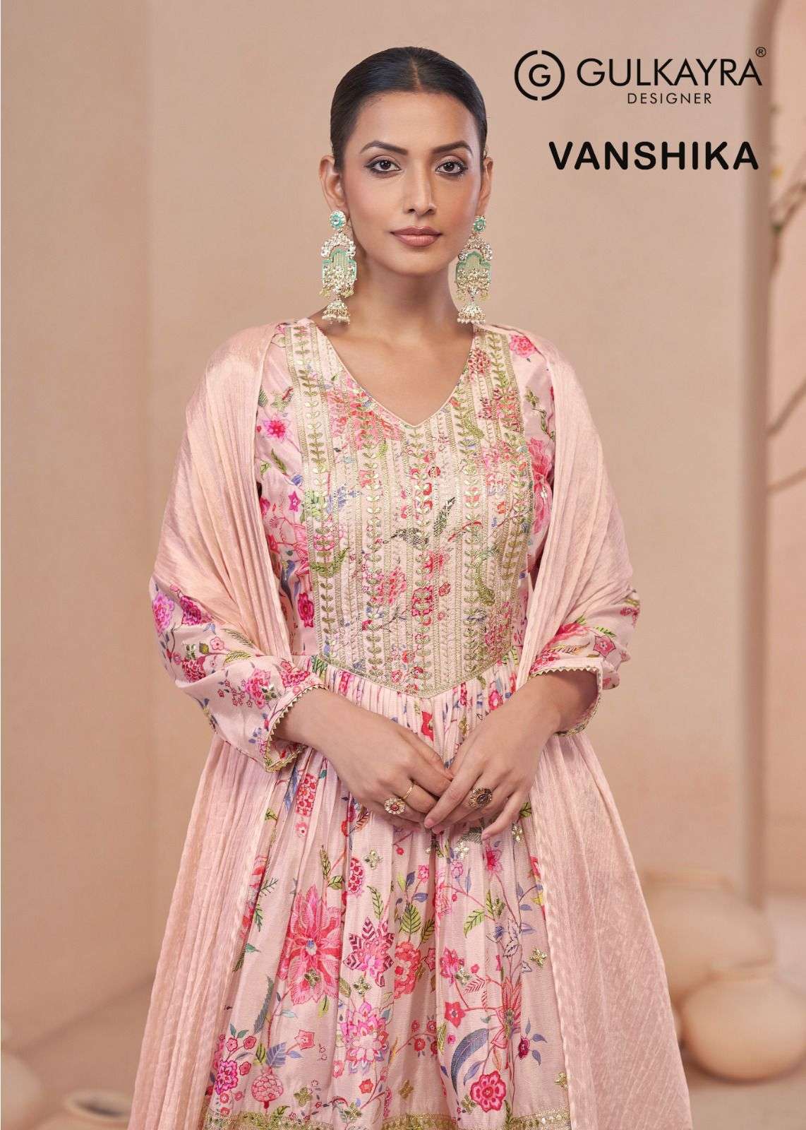 VANSHIKA BY GULKAYRA 7472-A TO 7472-D SERIES CHINON PRINT WORK READYMADE DRESSES