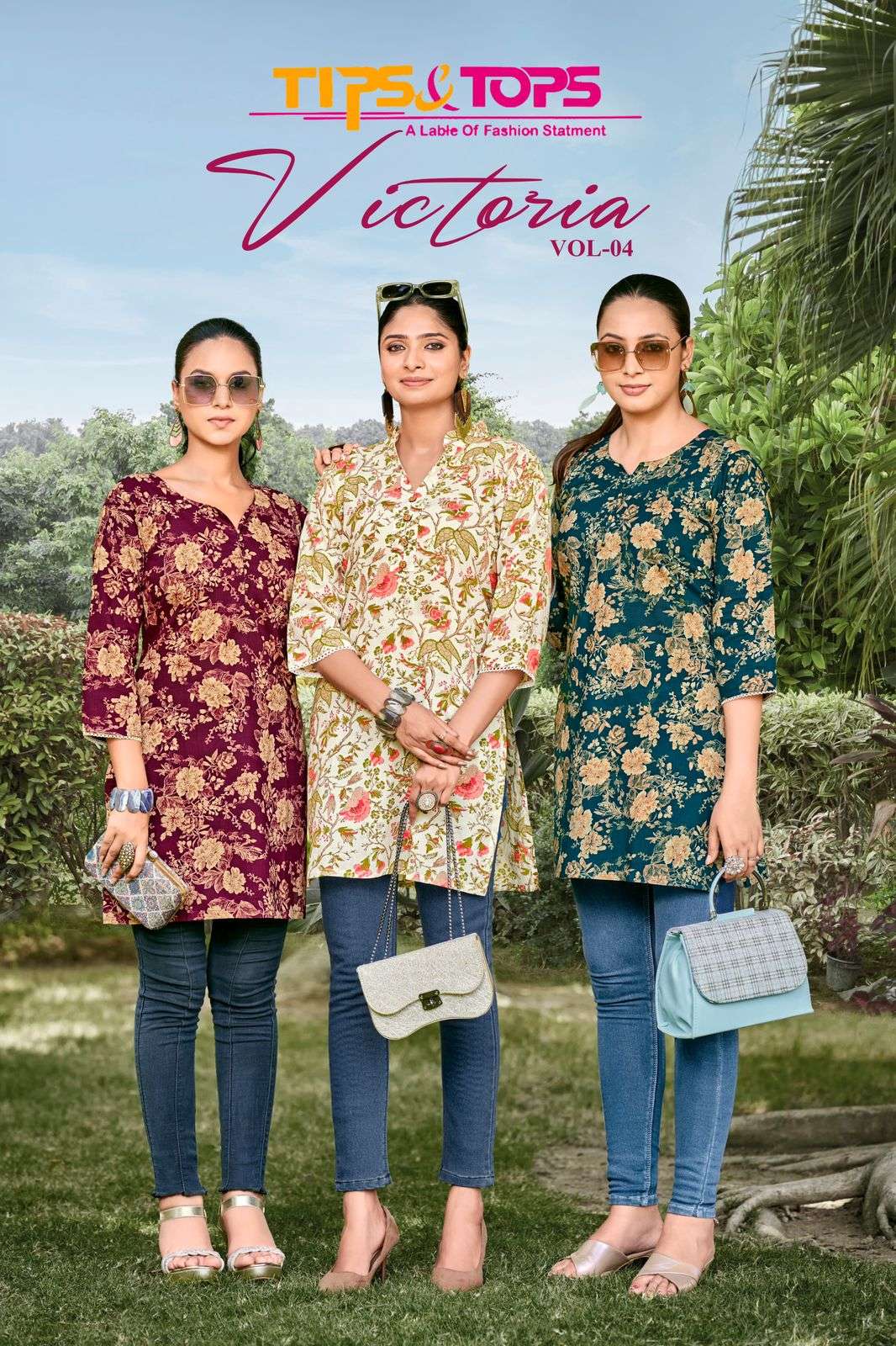 VICTORIA VOL-4 BY TIPS AND TOPS 1001 TO 1009 SERIES PREMIUM COTTON PRINT TUNICS