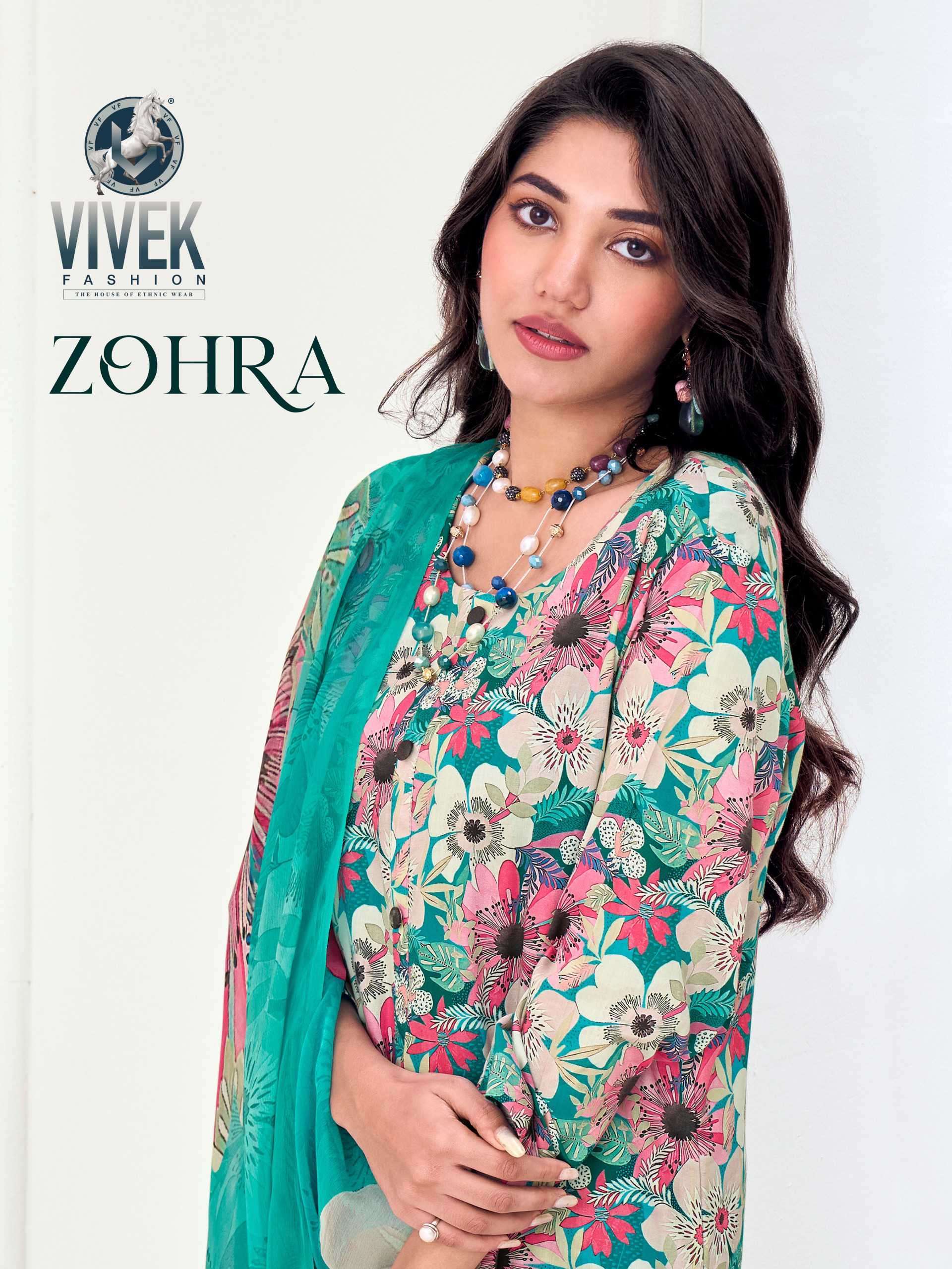 ZOHRA BY VIVEK FASHION 122-A TO 122-D SERIES SATIN PRINT EMBROIDERY WORK DRESSES