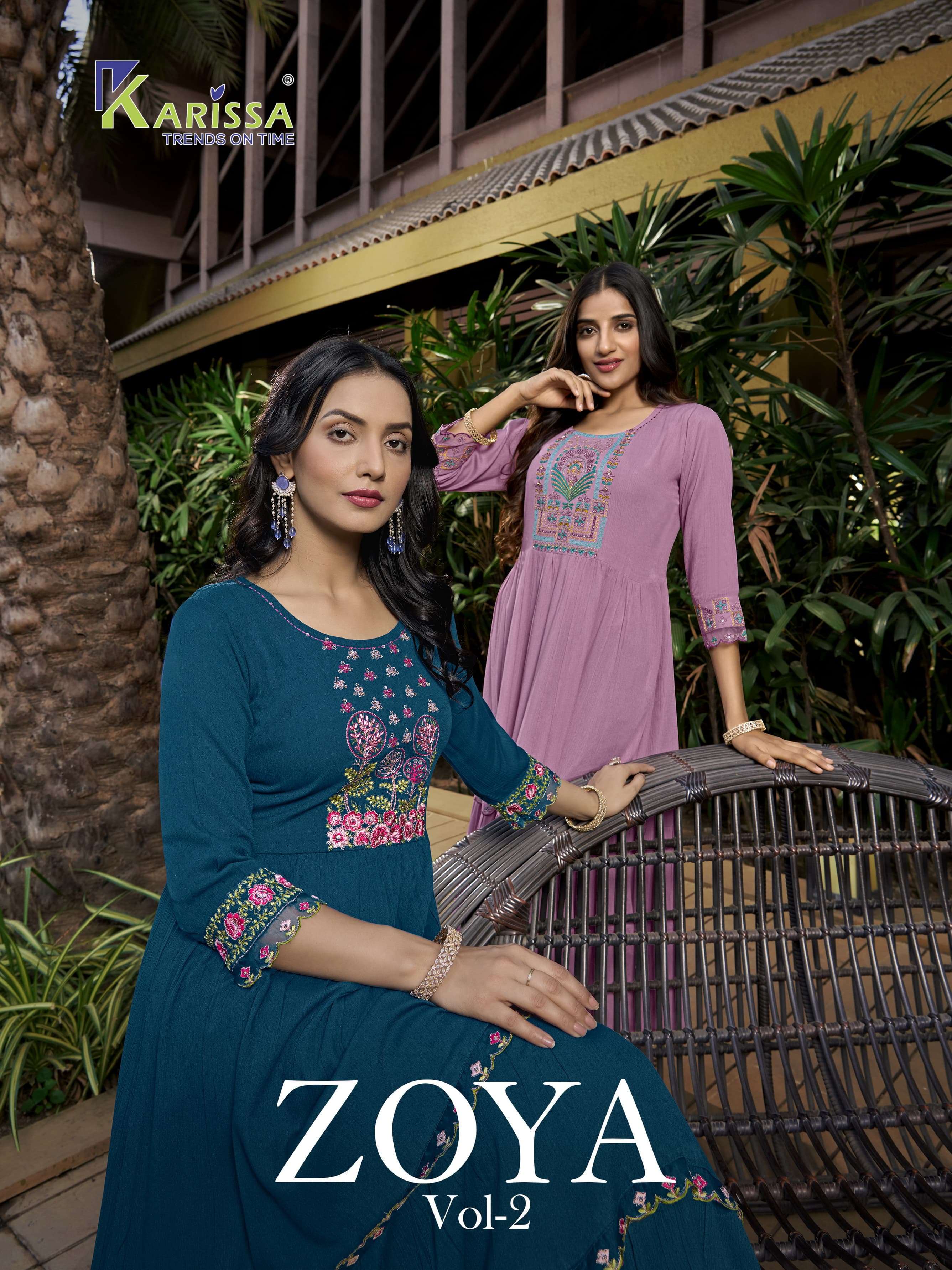 ZOYA VOL-2 BY KARISSA 1001 TO 1004 SERIES RAYON EMBROIDERY WORK GOWNS