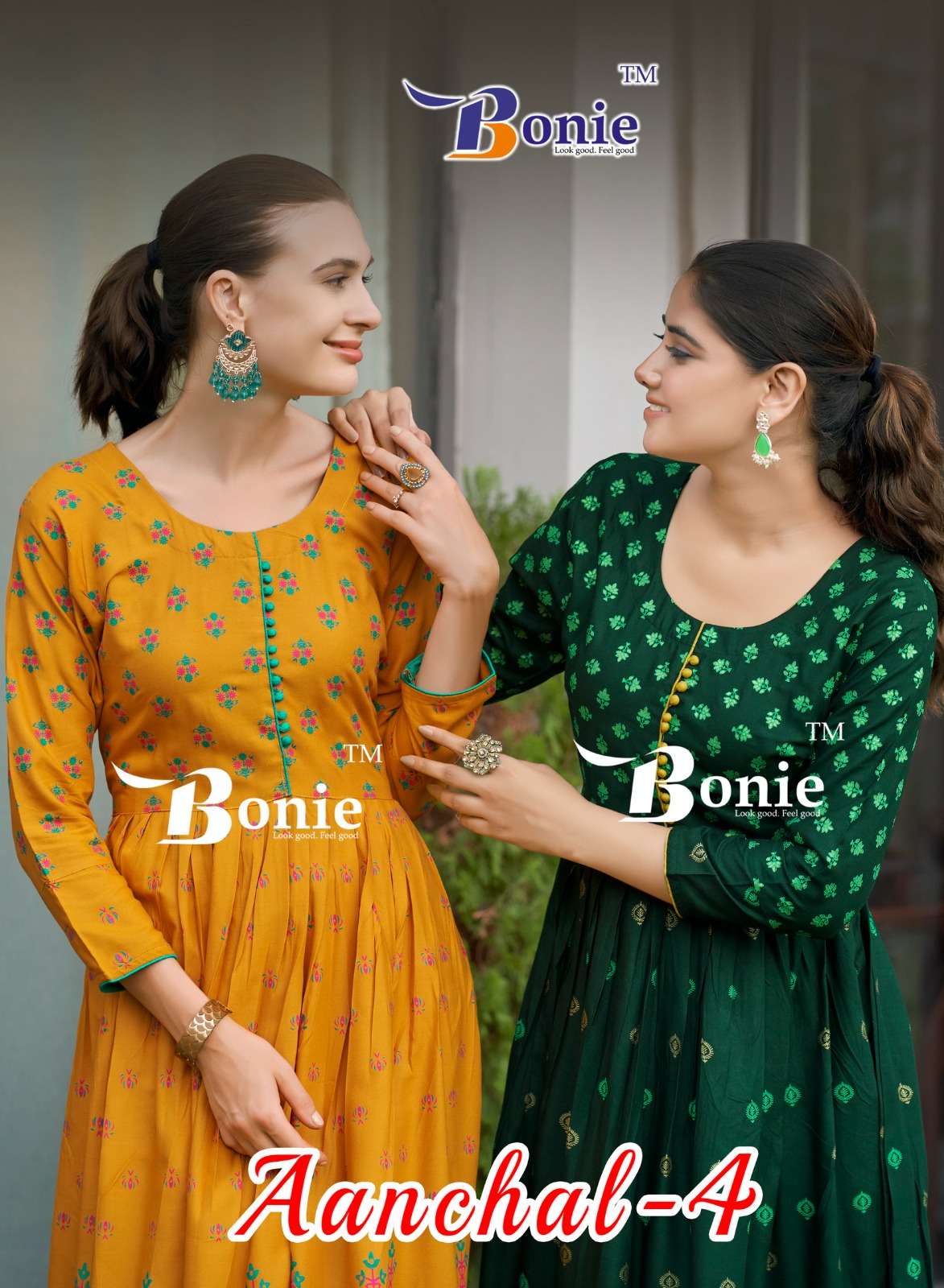 AANCHAL VOL-4 BY BONIE 1001 TO 1008 SERIES RAYON PRINT GOWNS