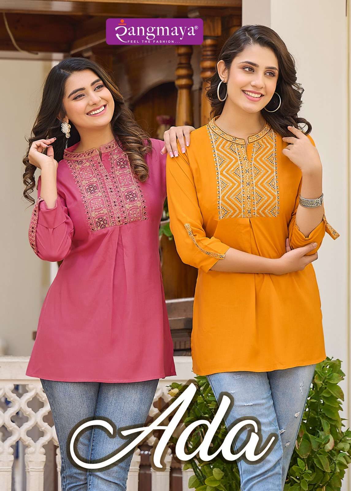 ADA BY RANGMAYA 101 TO 108 SERIES RAYON EMBROIDERY WORK TOPS