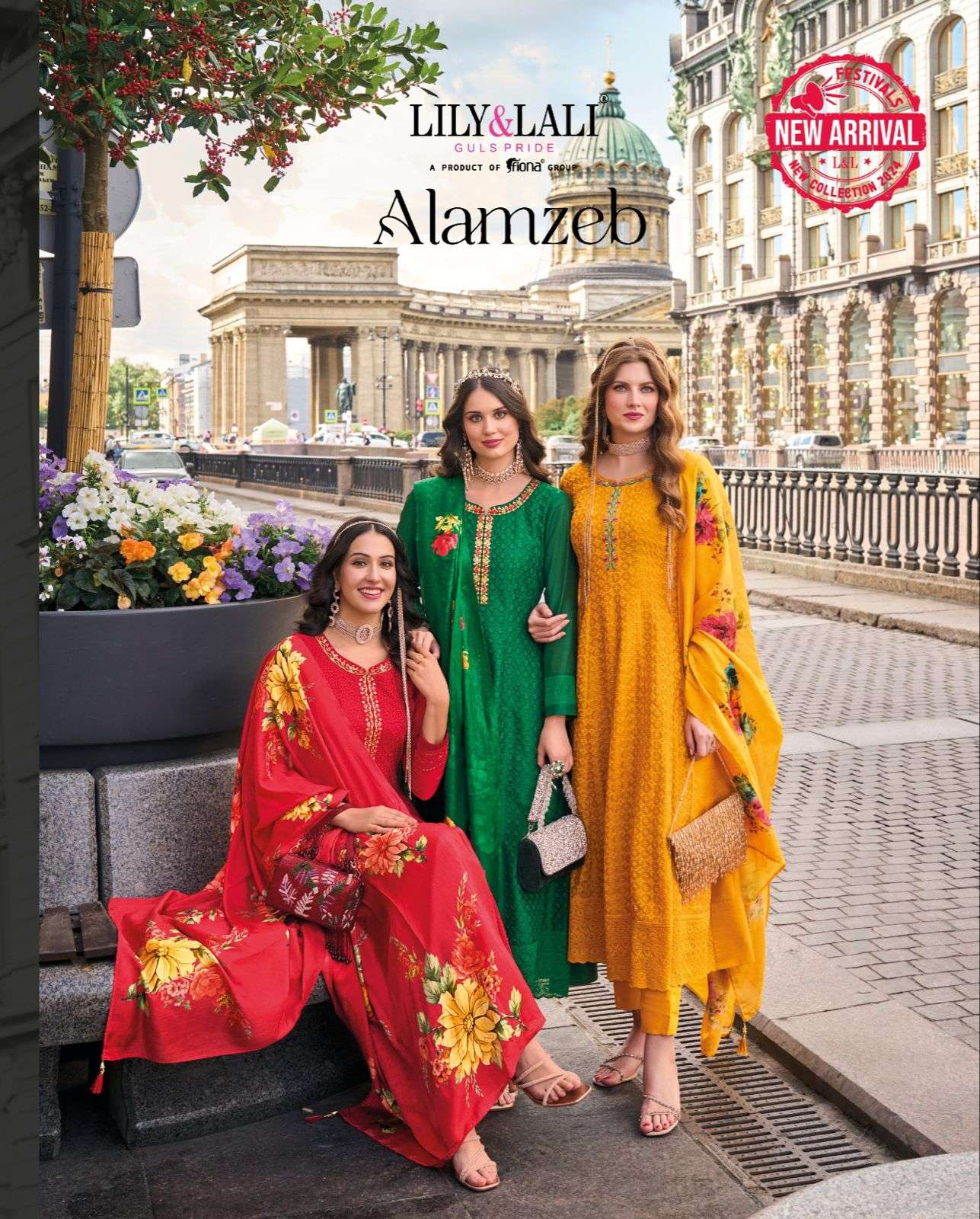 ALMAZEB BY LILY&LALI 21201 TO 21206 SERIES VICHITRA SILK SCHIFFLI WORK READYMADE DRESSES