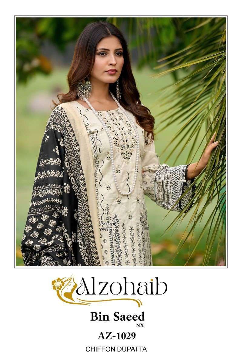 ALZOHAIB BIN SAEED NX BY AQSAWHOLESALE 1029 TO 1032 SERIES COTTON PRINT WORK DRESSES