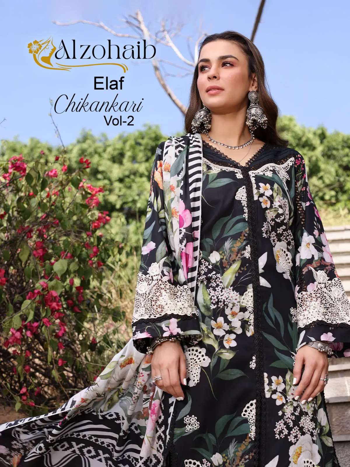 ALZOHAIB ELAF CHIKANKARI VOL-2 BY AQSAWHOLESALE 1020-A TO 1020-B SERIES COTTON WORK DRESSES