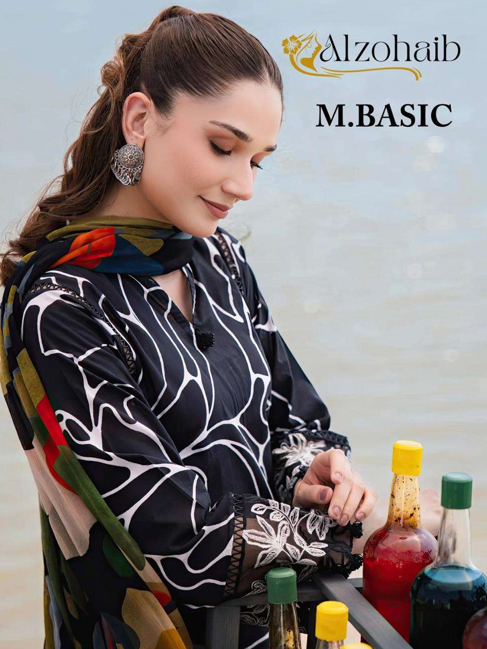 ALZOHAIB M.BASIC BY AQSAWHOLESALE 1021 & 1022 SERIES PURE COTTON PRINT WORK DRESSES