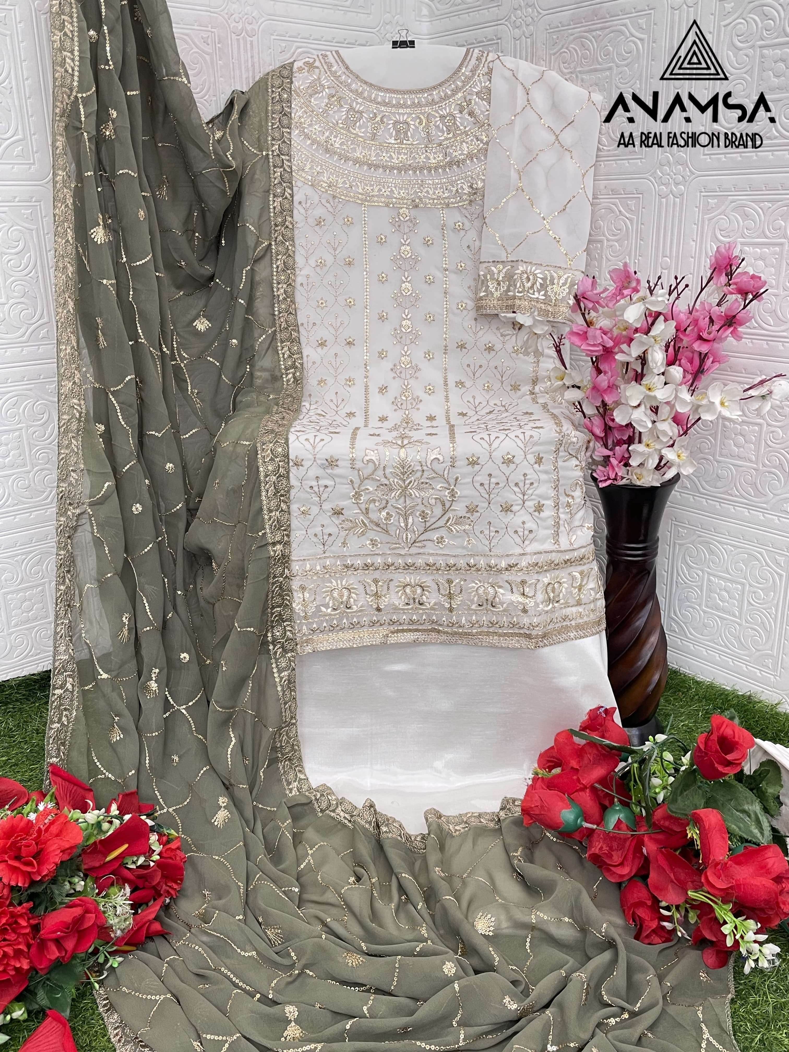 ANAMSA 503 HGIT DESIGN BY ANAMSA FAUX GEORGETTE EMBROIDERY WORK PAKISTANI DRESS